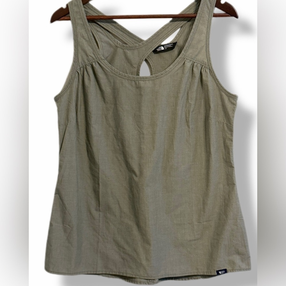 The North Face Tank Top L Green Sleeveless Keyhole Back Outdoor Casual
